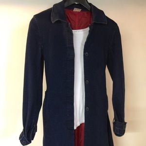 Rare Esprit long denim jacket/trench with tie